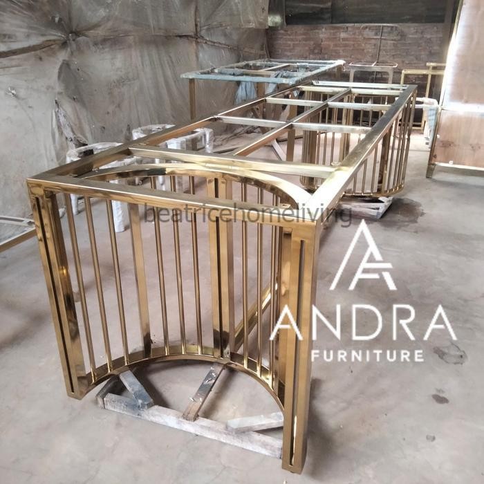 rangka kaki meja makan stainless gold,kaki stainless gold custom model