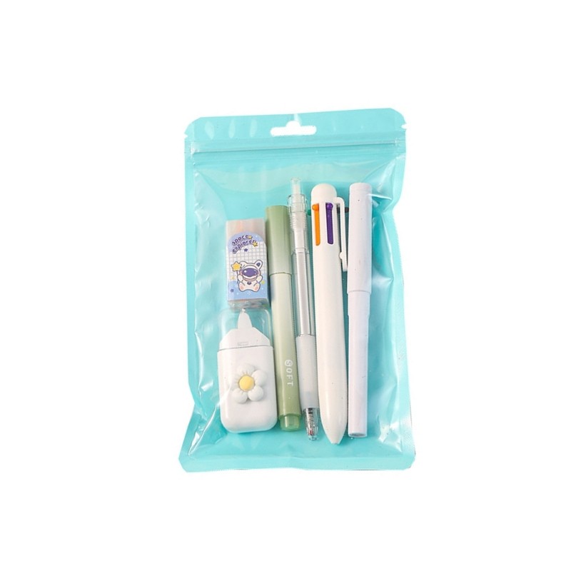 

School Stationeries Set With Pencil Highlighter Multicolored Pen Correction Tape