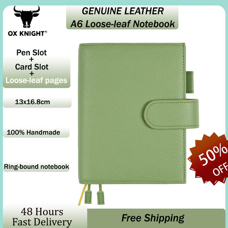 

OX KNIGHT New Original Series Notebook Cover for A6 Stalogy Notebook Litchi Grain Cowhide Planner Organizer Agenda Journal Diary