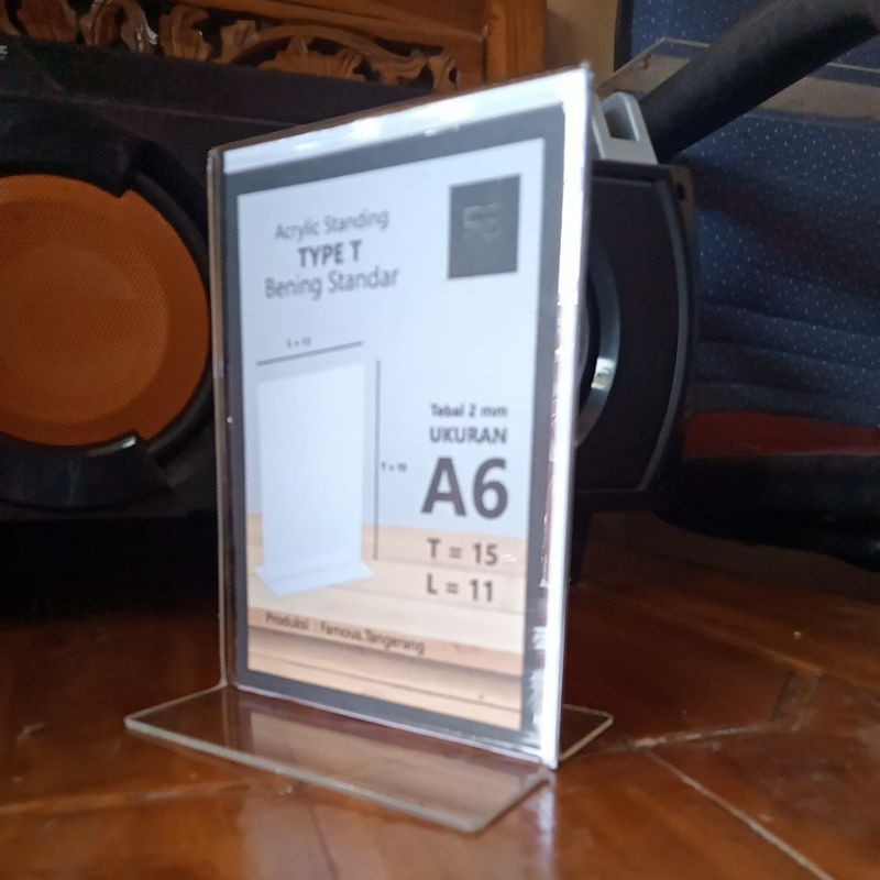 

Akrilik Stand QR Code/No Meja Type T Ukuran A6:15x11Cm