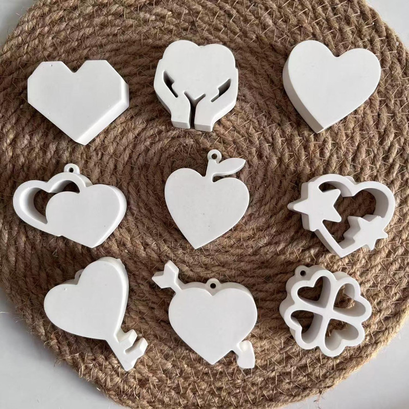 

DIY Heart Four-leaf Clover Pattern Key Pendant Silicone Mold Plaster Resin Drop Glue Decorative Mould