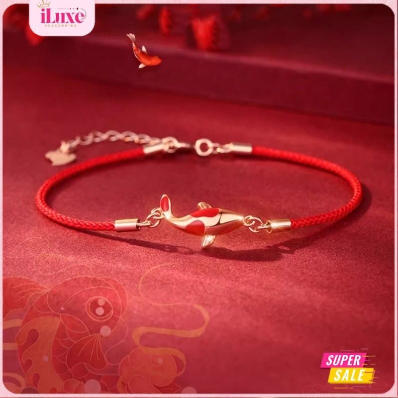 COD Gelang Tali Pixue Keberuntungan  Merah FU Kebahagiaan Pixiu Shio Wanita Anti Karat Titanium