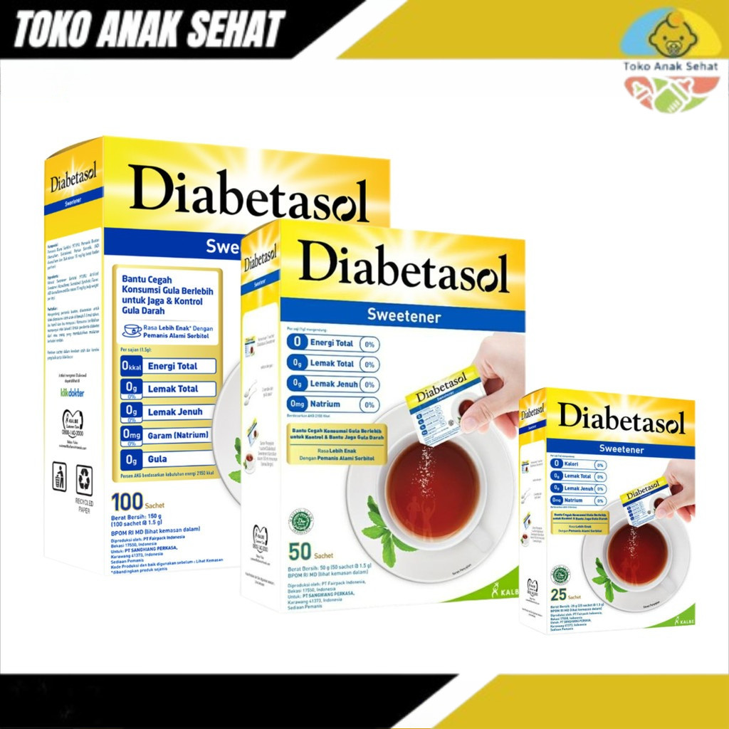 

Diabetasol Sweetener Isi 100sct Pemanis Rendah Kalori Untuk Diabetes Anak Sehat Bogor