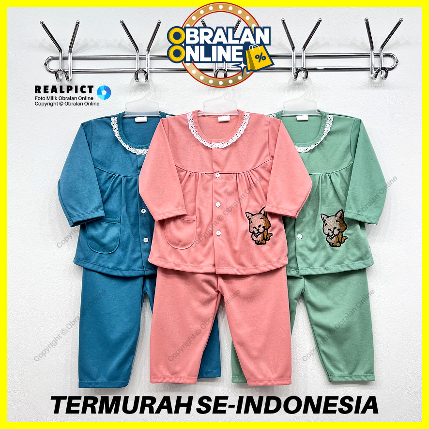 [SPY-RF134] OBRALAN ONLINE, Setelan Baju Bayi 3 - 18 Bulan, RED FOREST Rubah Bordir Saku, Kancing De