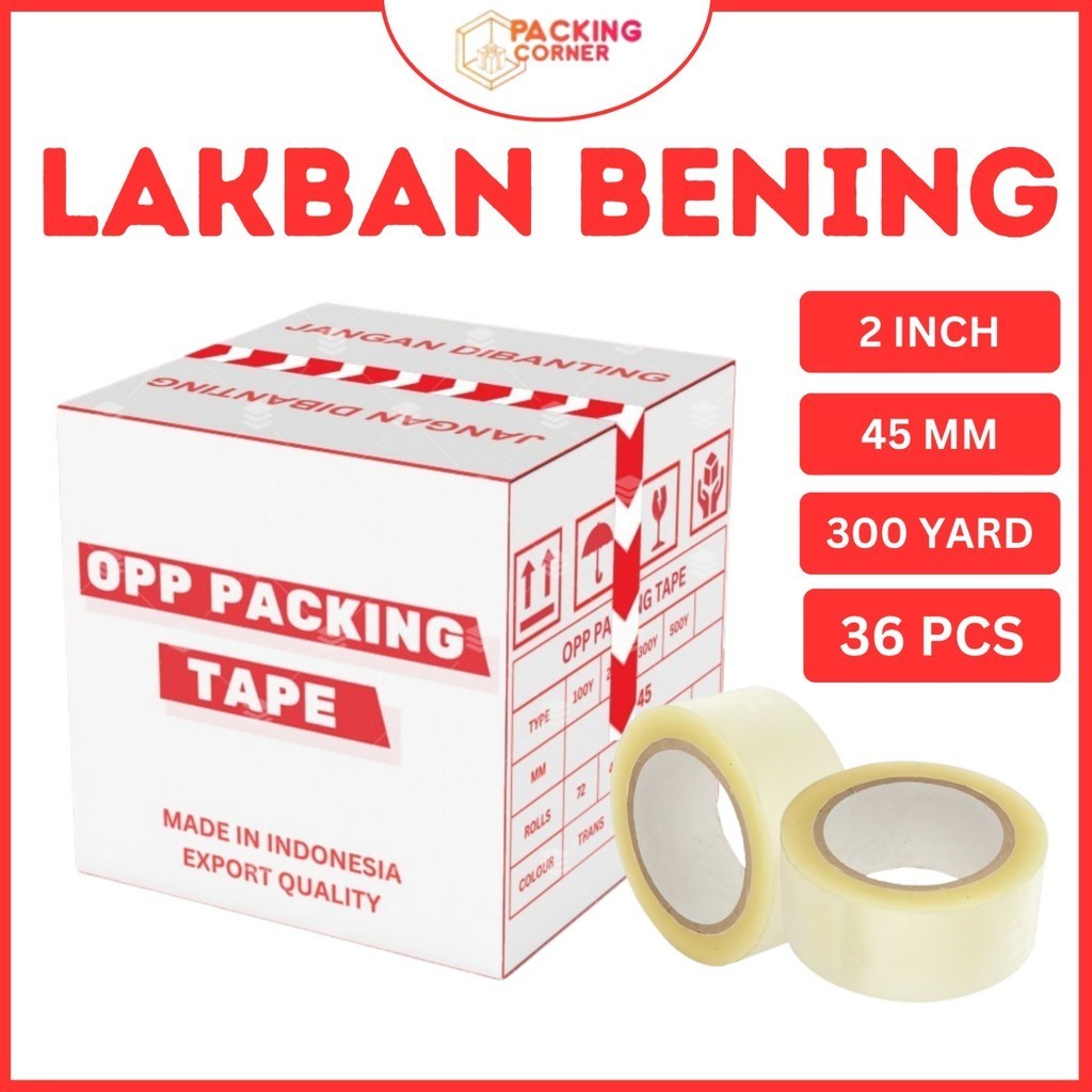 

1 DUS ISI 36 - Lakban Bening 45MM x 300 Yard Plakban 2 Inch 300 Yard 48mm 1DUS