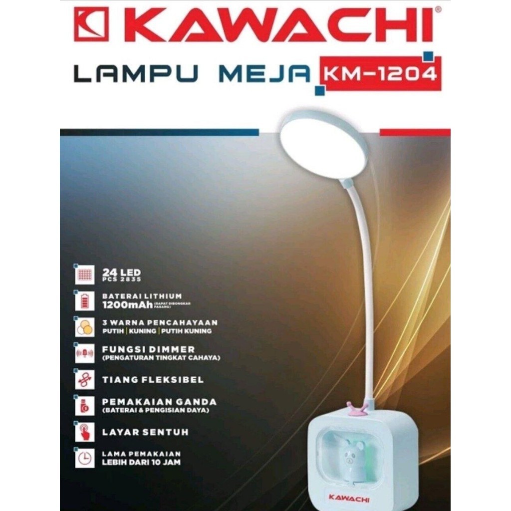 Lampu Meja Belajar Anak Karakter Beruang Kawachi KM-1204 AC/DC Lucu Unik Aesthetic