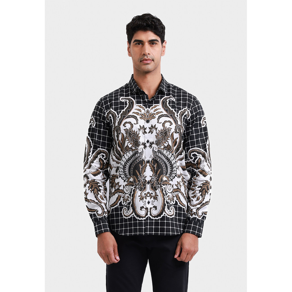 MOC Kemeja Batik Lengan Panjang Pria Saptarengga - Black