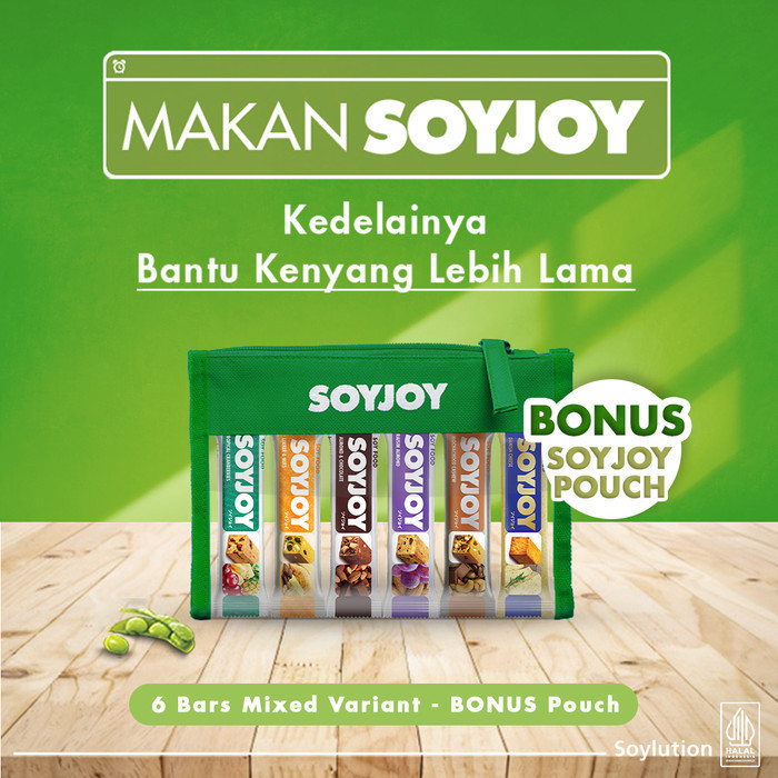 

SOYJOY Snack Bar Kedelai Mix isi 6 bar - BONUS Pouch