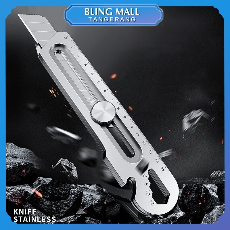 

6 In 1 Cutter Pisau Baja Besar Multifungsi Stainless Steel Pisau Cutter Besar 18mm Utility Knife