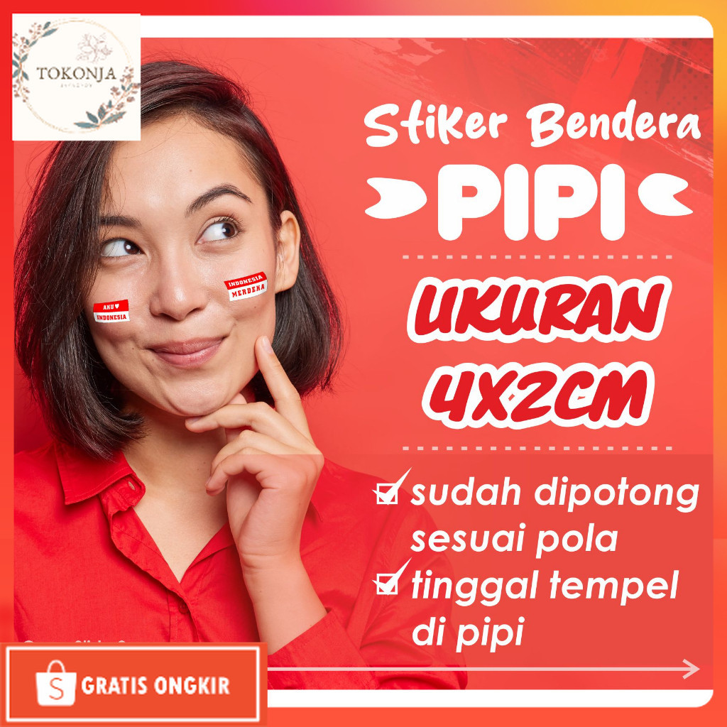 

79 Tahun / STIKER PIPI BENDERA MERAH PUTIH INDONESIA, STIKER TEMPELAN PIPI, STIKER HUT RI