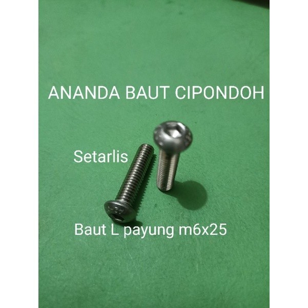 Baut L payung setenlis m6x25