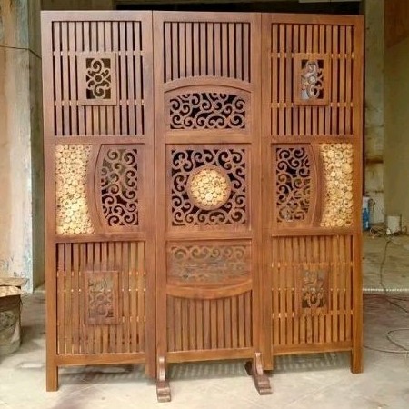 Penyekat ruangan 155x180 cm antik kayu jati solid grade A jepara pembatas sketsel ukir murah antik m