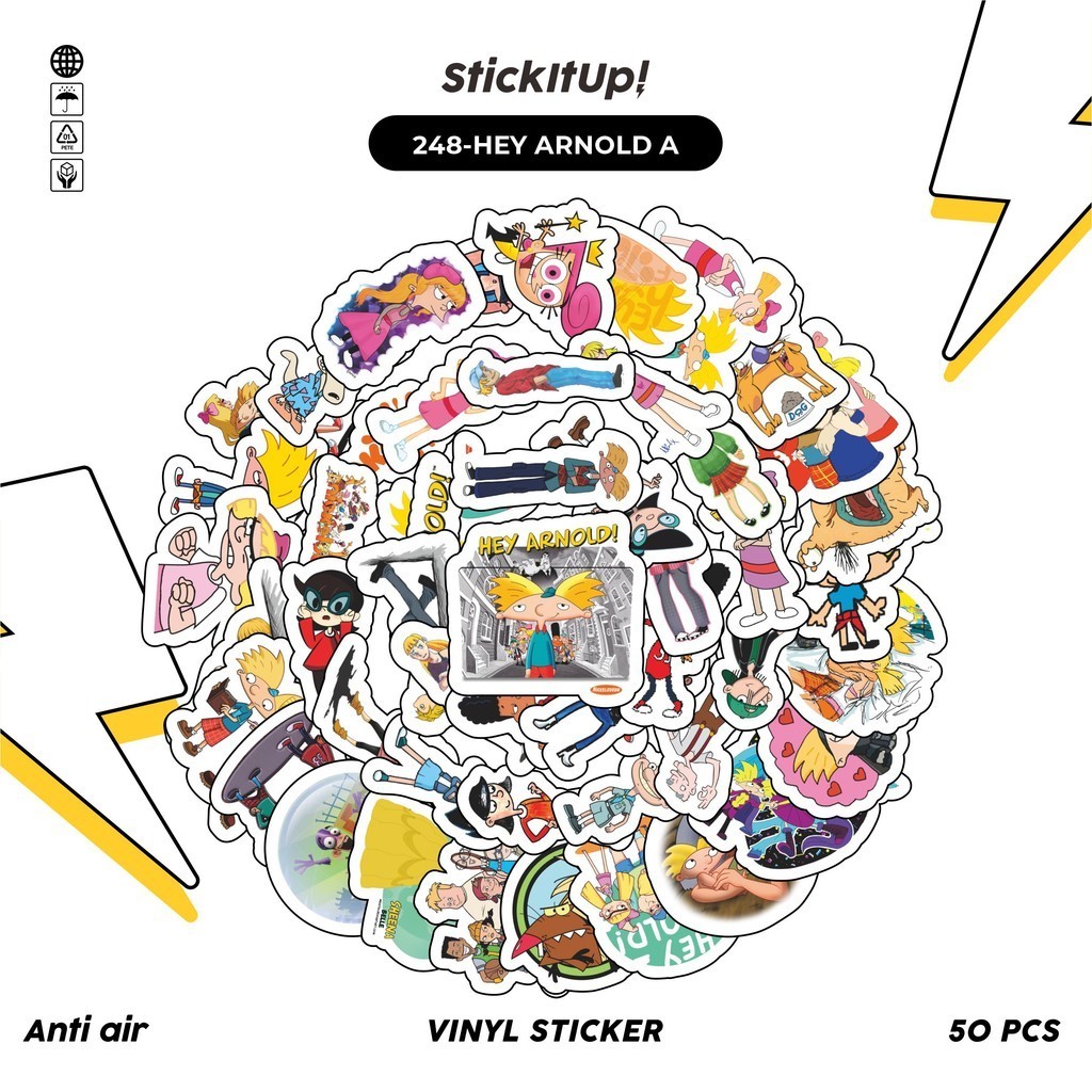 

COD✨ 50 Pcs Stiker Pack Motif Kartun Hey Arnold Lucu Aesthetic Vynil Waterproof untuk Freebies Sticker Buku Journal Casing HP Laptop