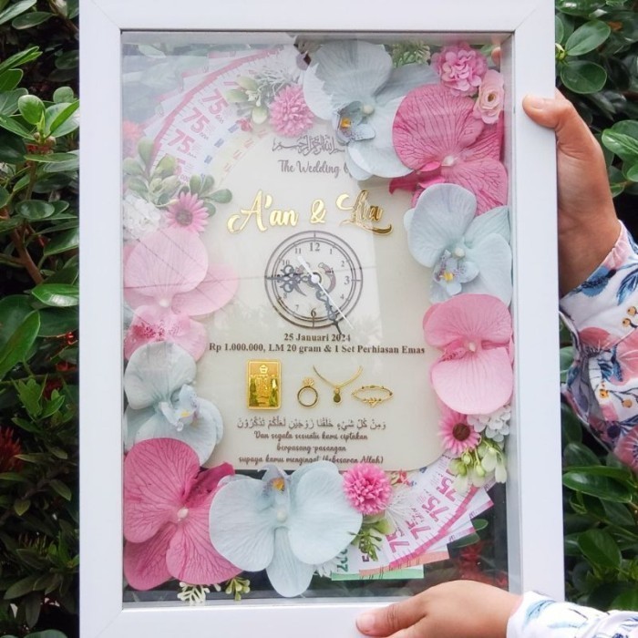 Mahar pernikahan Akrilik /Mahar tetes air / mahar jam / mahar transparan