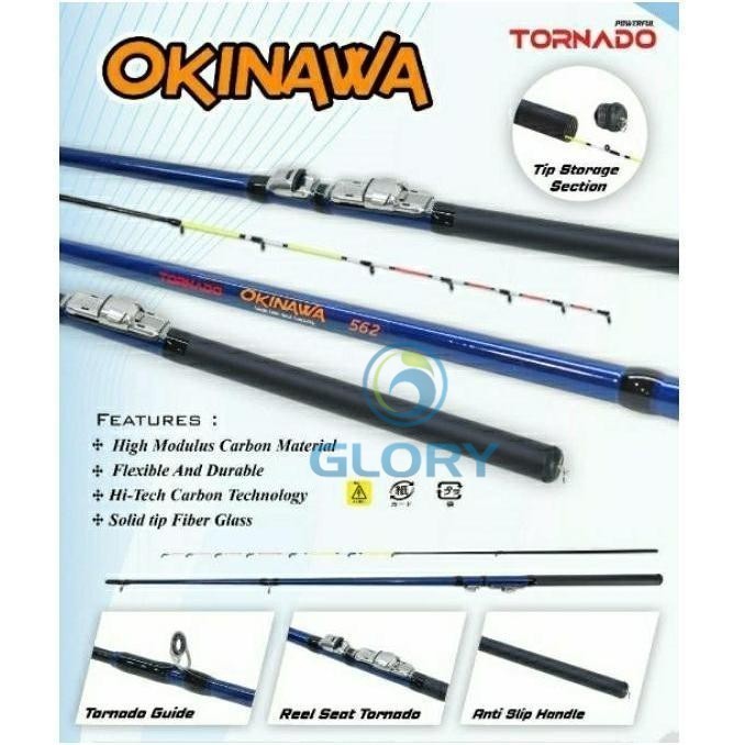 Tornado Okinawa 602 Lure 3-12g Joran Casting Udang Galah Panjang 180cm Tongkat Pancing Ujung Super L
