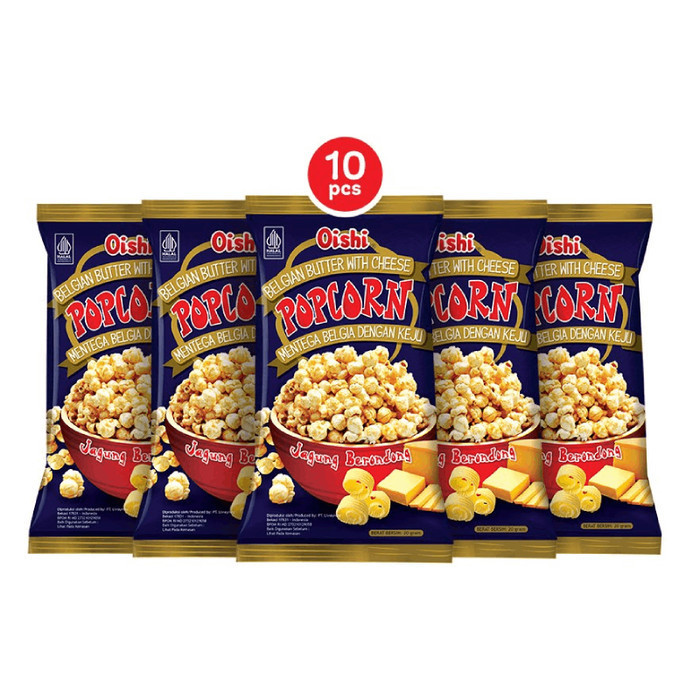 

Oishi Popcorn Mentega Belgia Keju 20g Isi 10pcs Cemilan Murah dan Enak