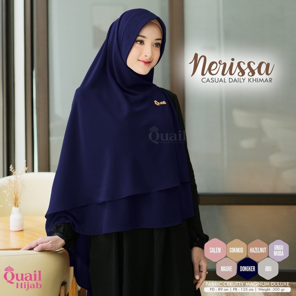 Nerissa Daily Hijab original Quail Hijab Wanita Khimar Ceruty Magnum Ceruty Quail Khimar Quail Neris