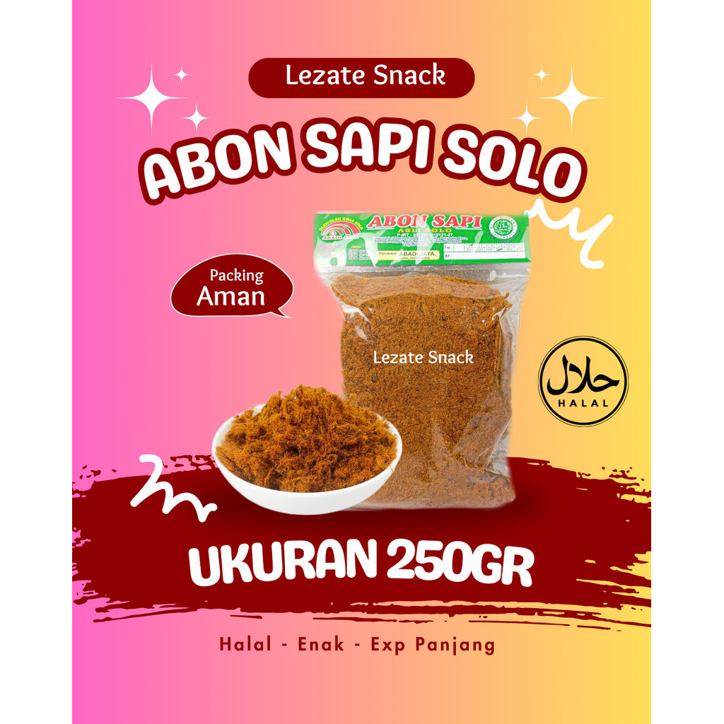 

Abon Sapi Asli 250gr Khas Solo Enak Gurih Murah Kiloan / Abon Sapi Rasa Pedas Original Solo Halal Jogja Boyolali Mpasi WAP SNACK