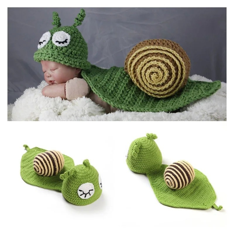 

1 PCS Newborn One-Piece Snail Photography Costume Baby 100-Day Full Moon Photography Costume Hand-Woven Photo Props