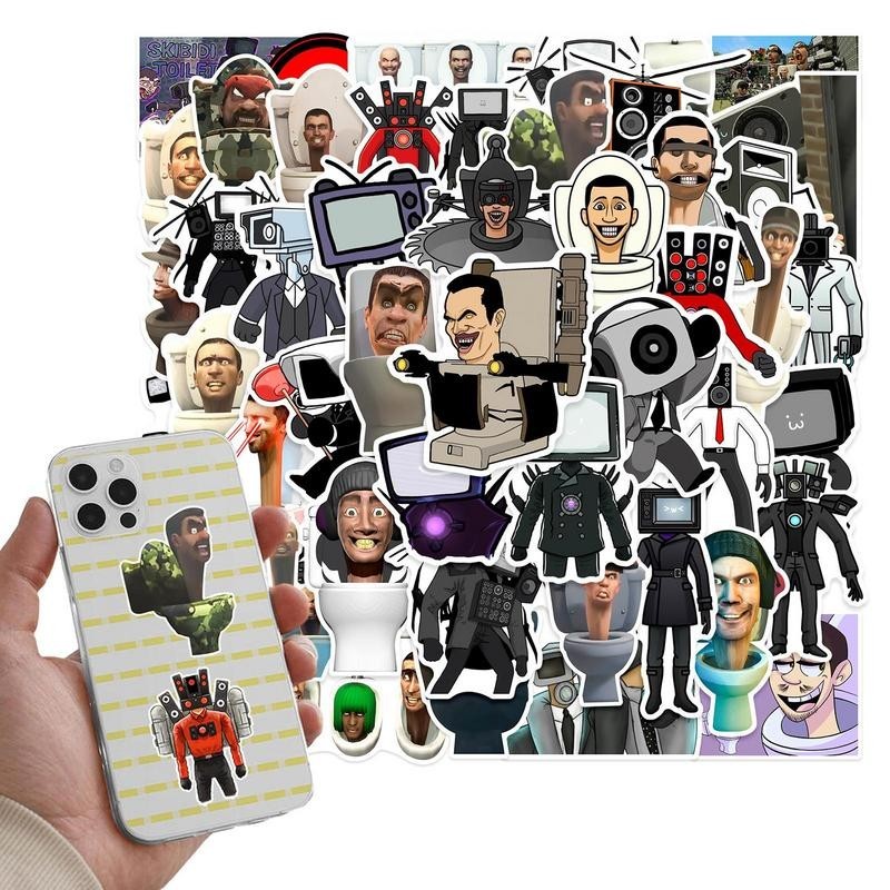 

Skibidi Toilets Sticker 50 Stickers Mobile Phone Kids Toys Decals Funny Cartoon Sticker Waterproof PVC Stickers Decals Fun