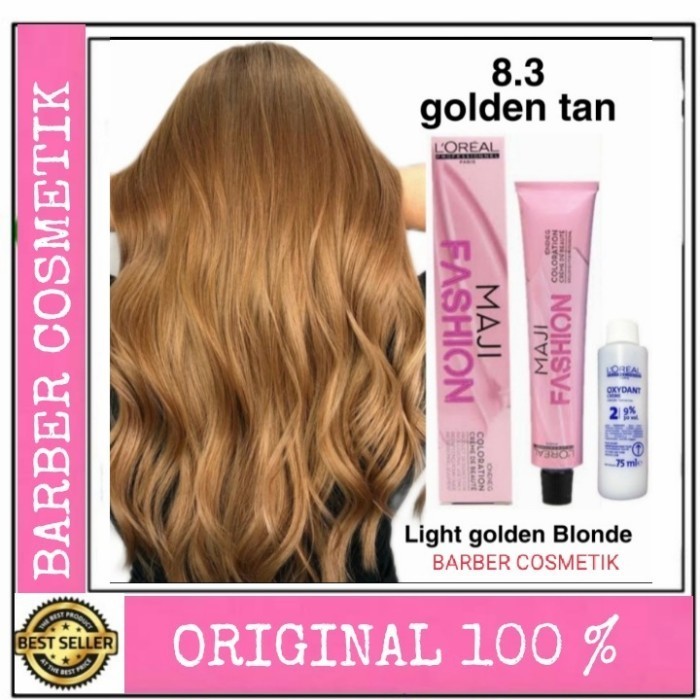 cat rambut loreal majirel maji fashion 8.3 light golden blonde - cat Saja
