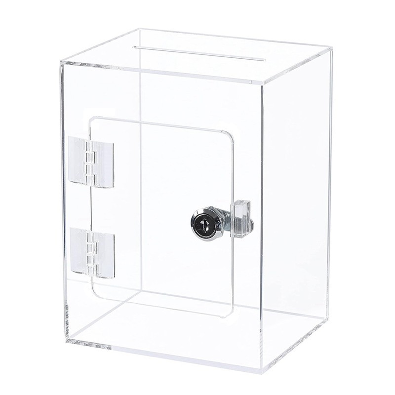 

Acrylic Donation Ballot Box- Tip Jar For Money With Lock Key Suggestion Box Comment Box Vote Box