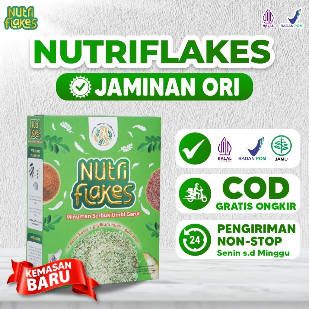 

Nutriflakes Sereal Umbi Garut Mengatasi Asam Lambung Ampuh Original 1 box