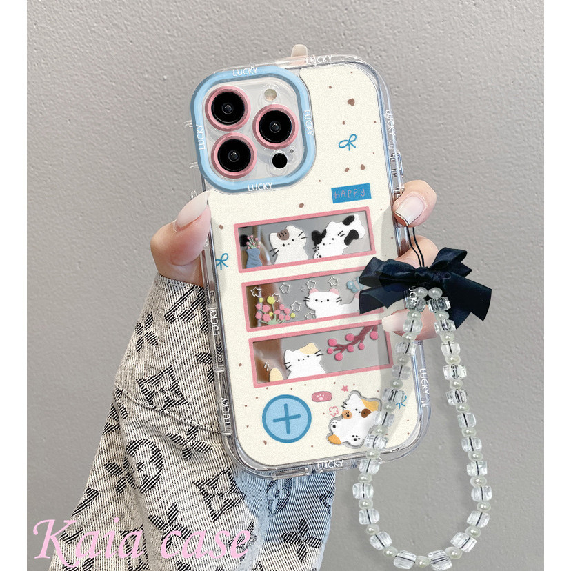 【Case+Gelang】case VIVO Bingkai foto kucing dengan rantai busur Casing ponsel cocok untuk VIVO Y93NON
