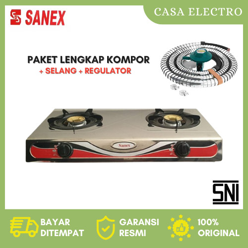 SANEX Kompor Gas 2 Tungku K608S / Kompor Gas 2 Tungku Promo Terlaris / Kompor Gas 2 Tungku Set lengk