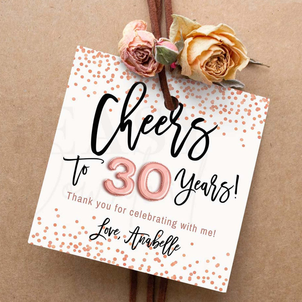 

100 Pieces, Cheers to 30 Gift Tags, 30 th Birthday, Custom Tags