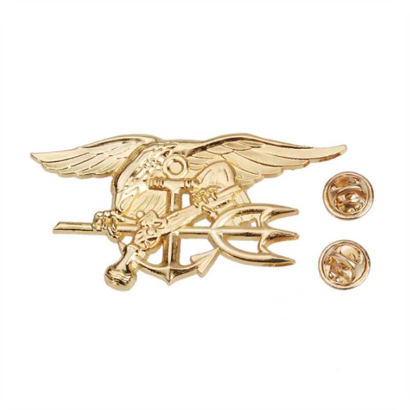 USA NAVY SEAL EAGLE ANCHOR TRIDENT METAL BADGE INSIGNIA PIN GOLD