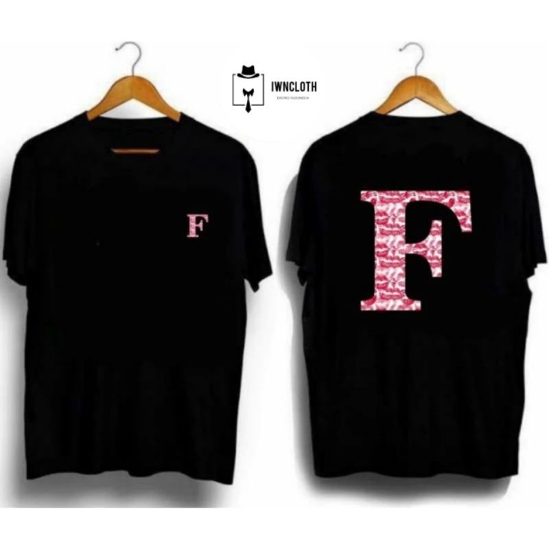 kaos inisial NAMA HURUF F KISS SABLON DTF/t-shirt kaos baju distro pria wanita