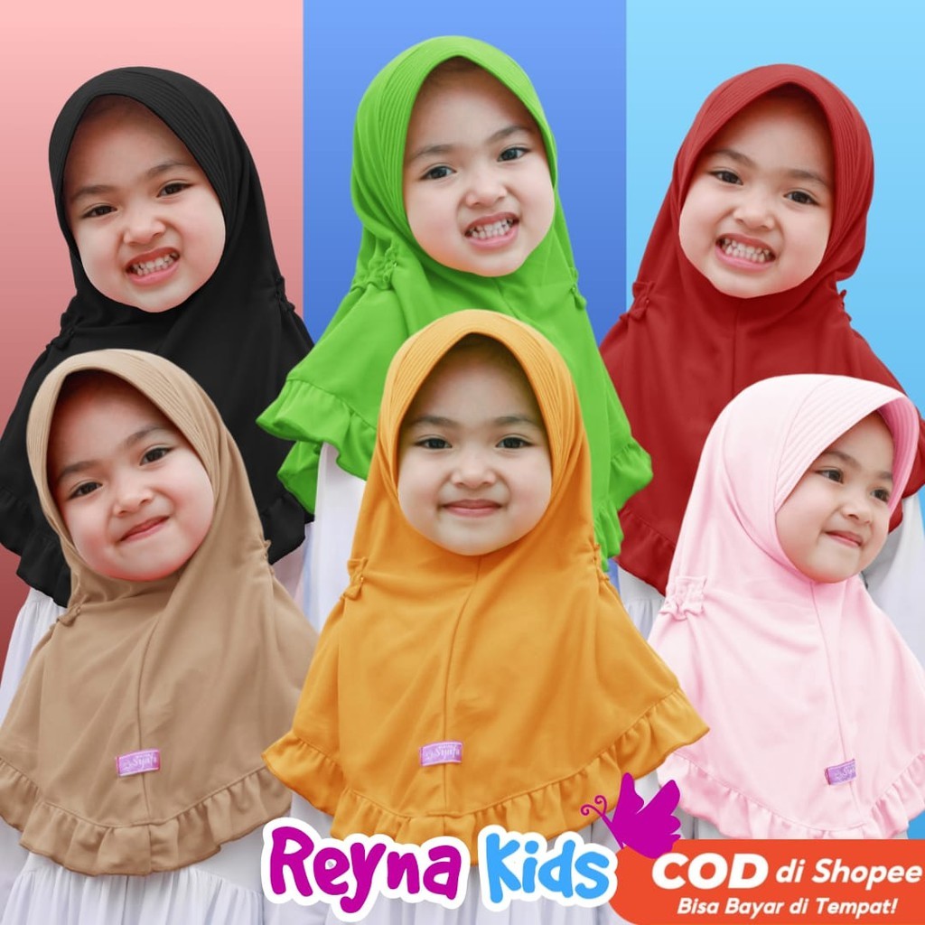 Syafa Hijab Yumna Bergo Anak Anti Ribet Bahan PE Super Black Putih Green Fanta Gold Merah Navy NEW