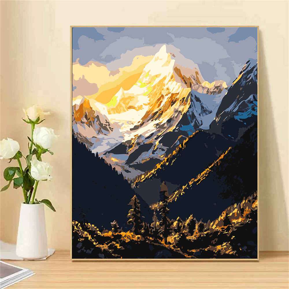 

Painting by Numbers For Adult Kit Golden Mountain DIY Dropshipping Canvas Oil Paint by Number Home Decor