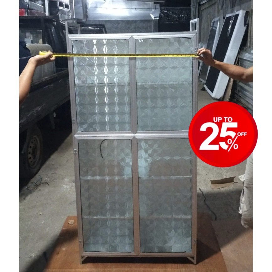 Rak Piring Full Box 2Pintu Kaca Bawah Keramik