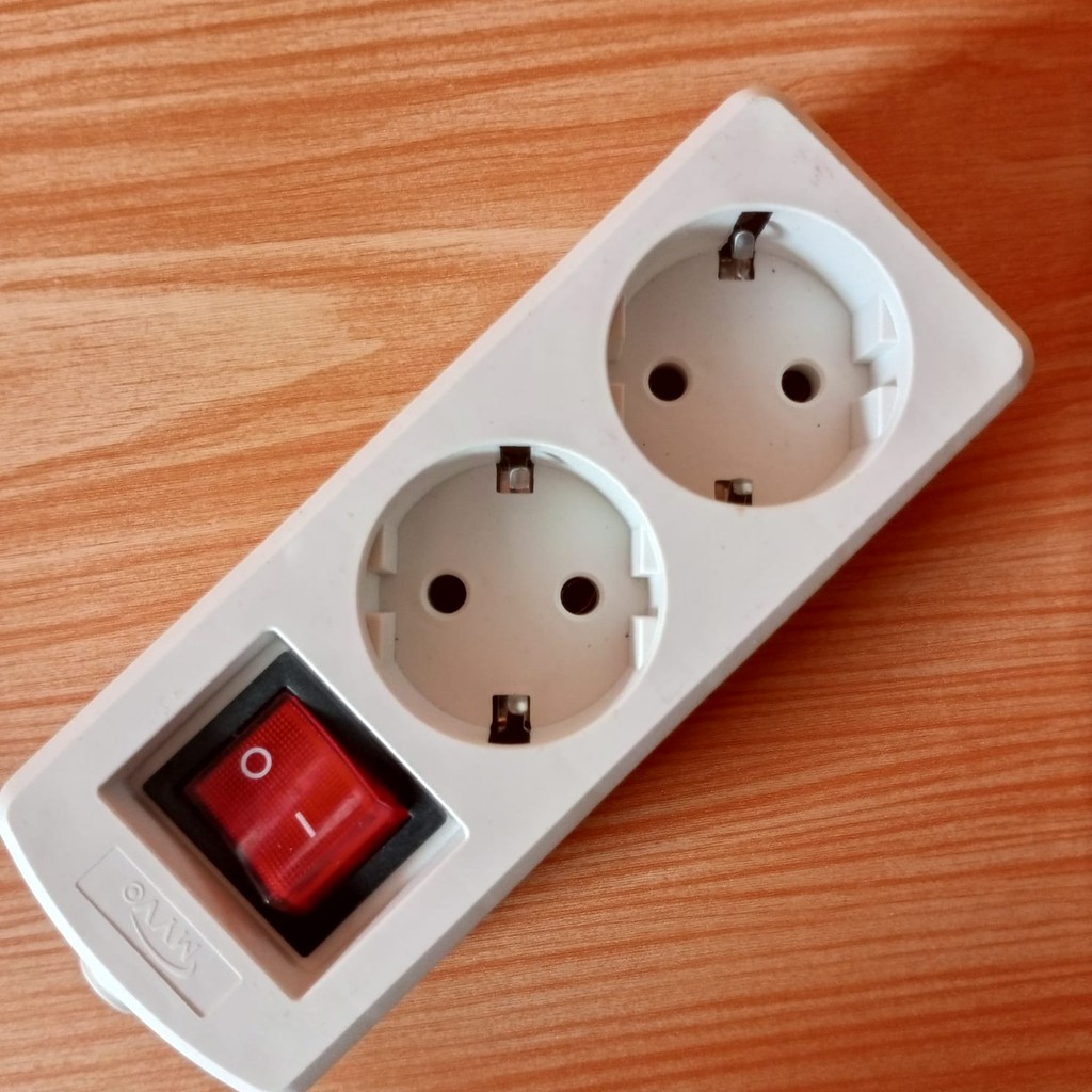Stop Kontak Arde Myvo 2 Lubang Dengan Saklar Stop Kontak Murah Arde Polos+Tanpa Kabel  2 Slot
