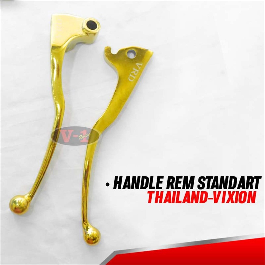 V-1 Racing Handle rem kopling VIXION standard warna Gold dengan gravir tulisan Thailand
