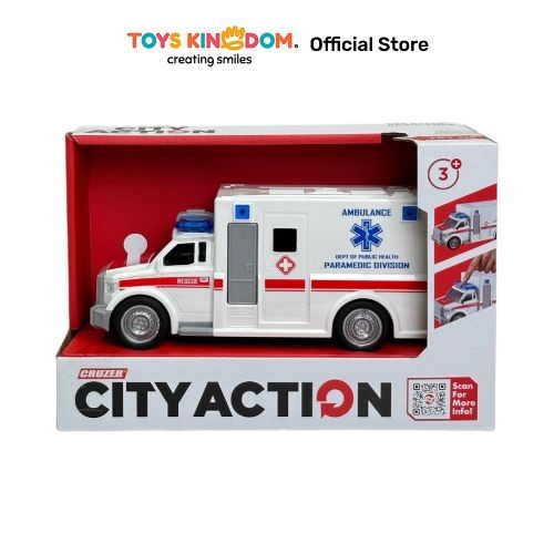 NEW- TOYS KINGDOM CRUZER 1:20 CITY ACTION FRICTION AMBULANCE - PUTIH TOYS KIDS TOY MAINAN ANAK