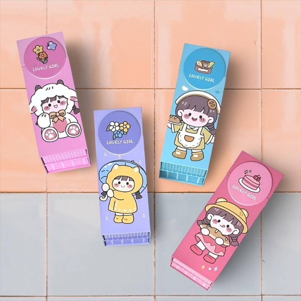

(Lovely Girl) Kotak Tepak Tempat Pensil Pencil Case Karton Berdiri Tingkat Stationery Holder
