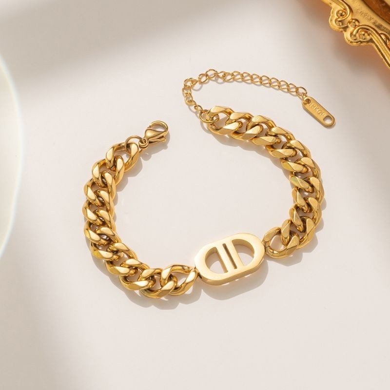 Gelang titanium model rantai cd lapis emas 18k wanita pria gold TIDAK BERKARAT