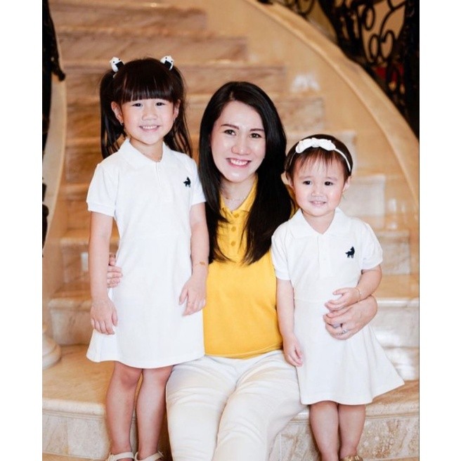MV76YH Baju Anak Perempuan Polo Dress Anak Little Warren Putih ( Kaos Polo Anak )