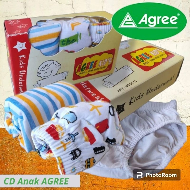 AGREE CD ANAK NGS-C15 Set 3Pcs CD Anak Cowok Agree 3 Motif Celana Dalam Anak Laki-laki Bahan Katun