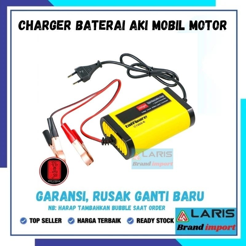 Charger Baterai Aki Mobil Motor LCD Display 12V 2A/ Cas Aki Motor dan Mobil