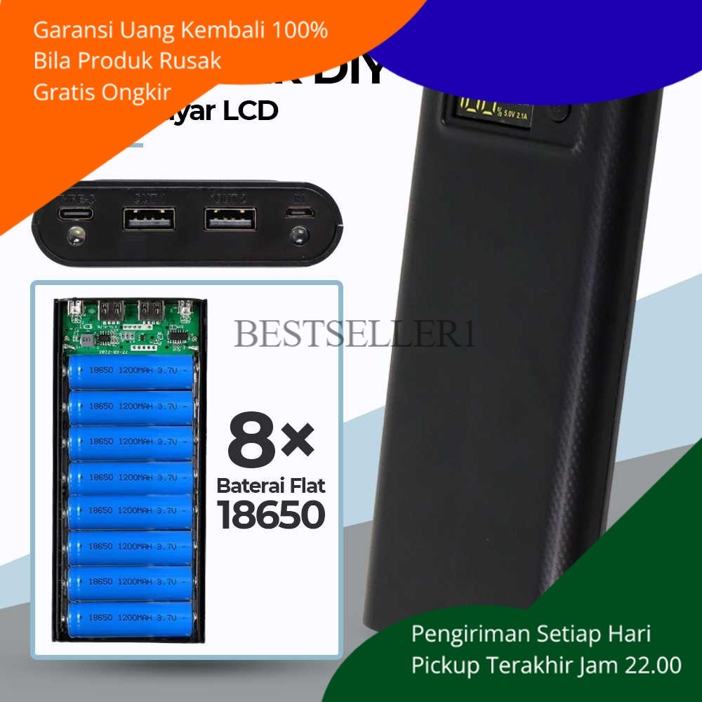 BS Power Case Casing Powerbank DIY Rakitan Tinggal Isi Baterai 18650 Diy modul case powerbank 8x 186