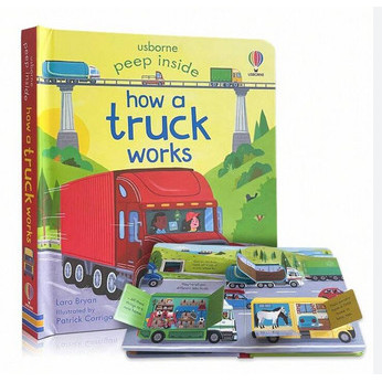 [ABCKIDS] Usborne SEGEL Peep Inside How A Truck Works - 3D Flap English Board Book For Kids Children