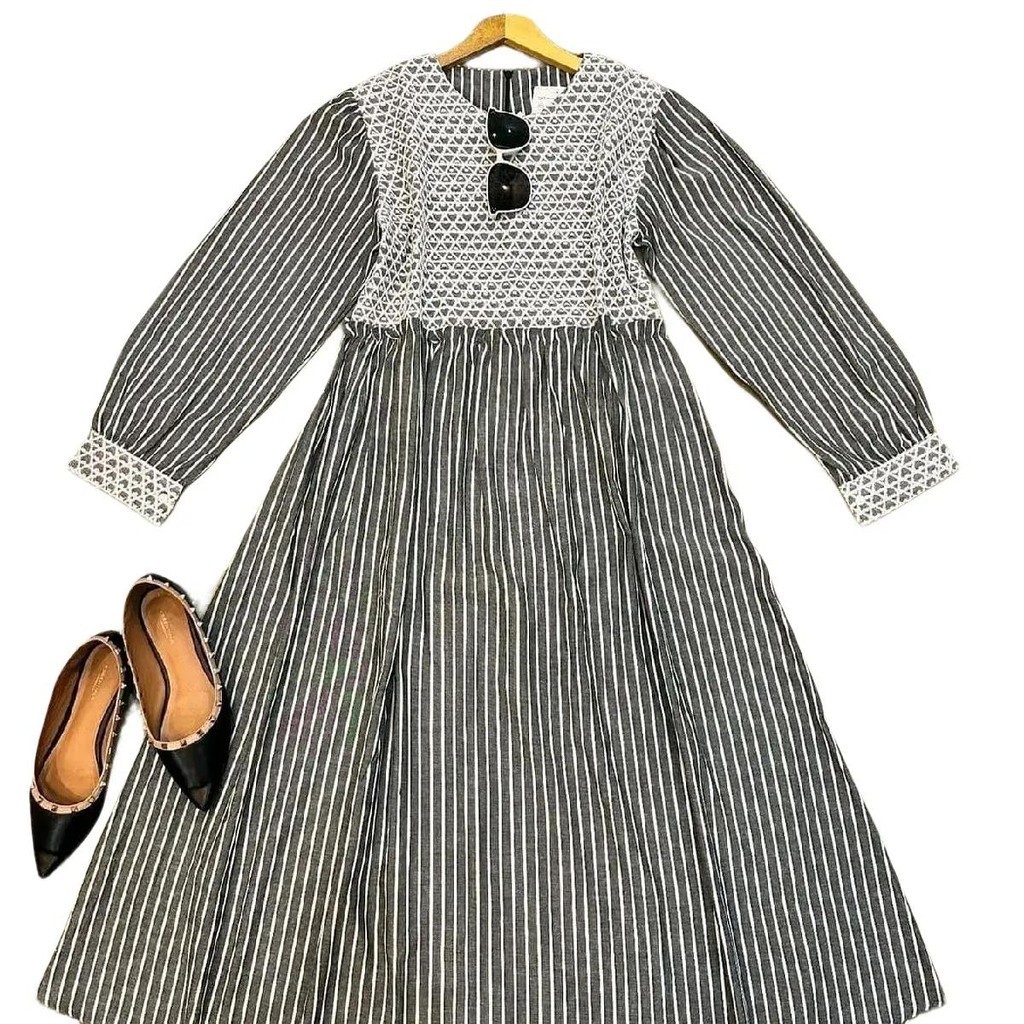 Depira Midi Dress Model Rompi Dress Classy Modern 2024 Katun Nyaman Simple Panjang Lembut Casual - M