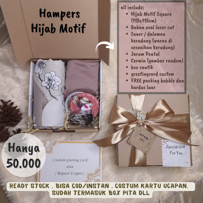 

PROMO!! - Hampers hijab premium Motif/ kado hijab /kado kerudung motif/ wisuda - Hampers Random