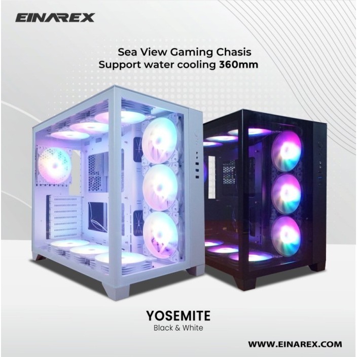 EINAREX Yosemite - ATX, Micro ATX Gaming PC Case - White