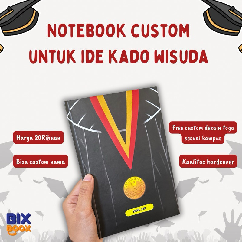 

NOTEBOOK CUSTOM DESAIN TOGA WISUDA / IDE KADO WISUDA / IDE KADO WISUDA MURAH
