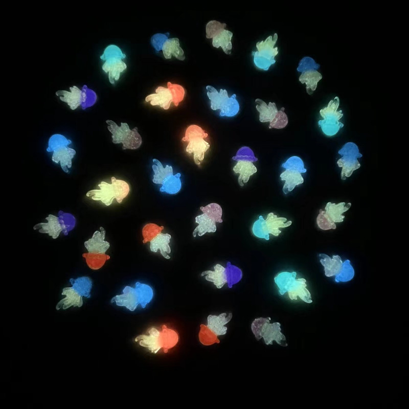 

100 Pcs Mini Kawaii Cartoon Luminous Marine Jellyfish Figurine DIY Ocean Series Scrapbook Crafts Cabochon Kawaii Accessories